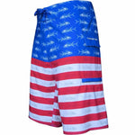 4x4 - 8 Way Stretch Board Shorts -STAY TRUE TO THE RED, WHITE & BLUE w/a pair of True Colors 4X4 Performance Board Shorts Tormenter Ocean 28