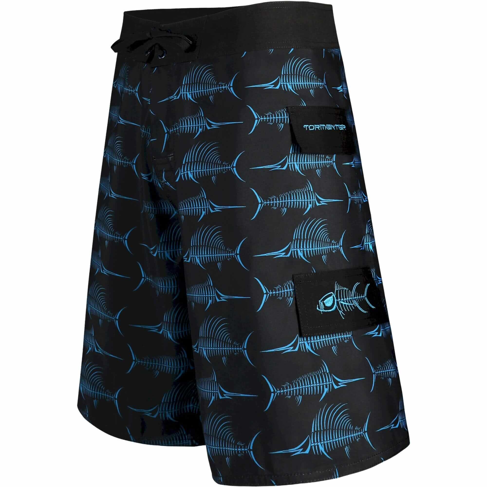 Tormenter Ocean Billfish Bones Board Shorts - Black/Blue, 36