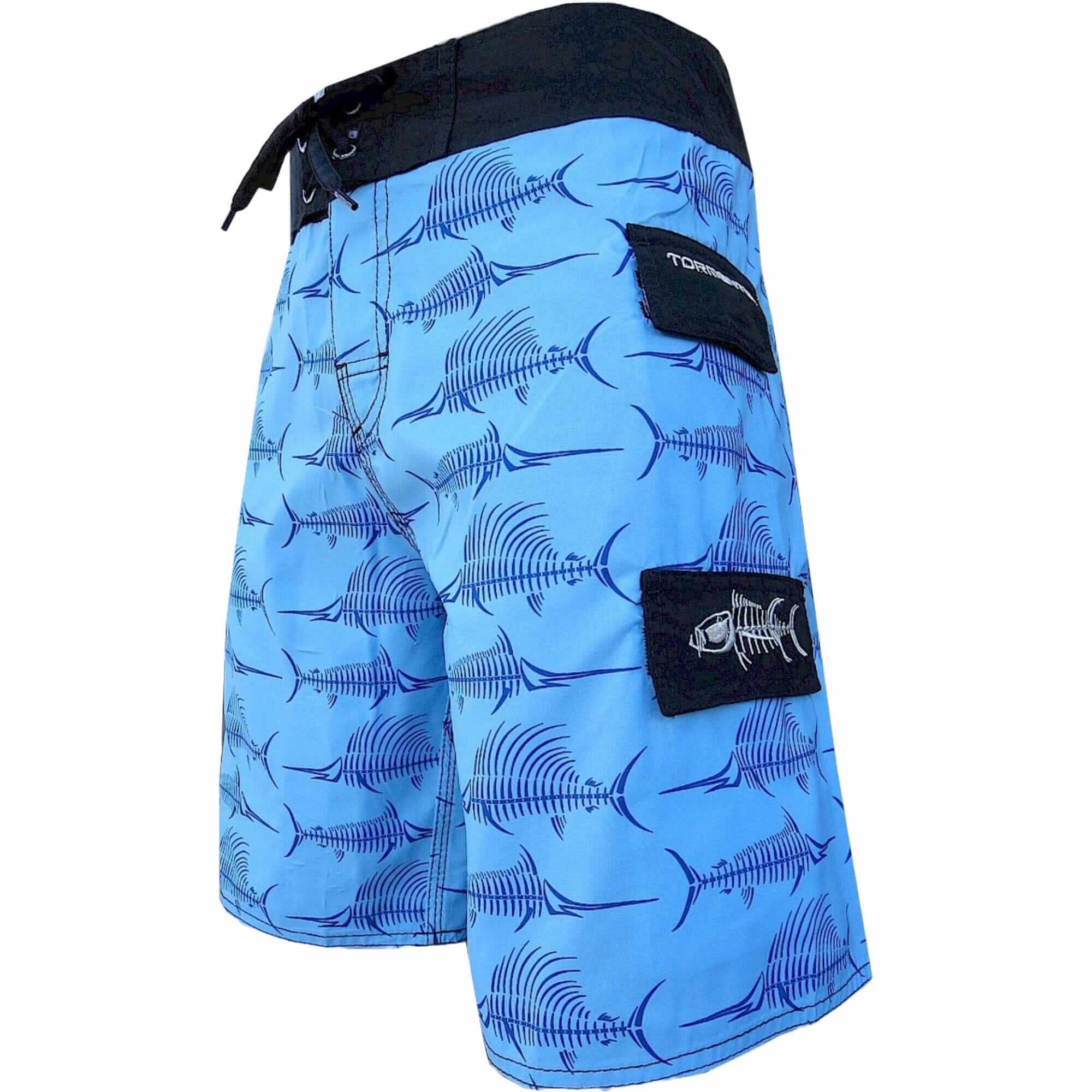 Tormenter Ocean Billfish Bones Board Shorts - Blue, 28