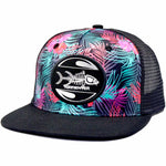 Flat Bill Hat-Hibiscus Black Head Gear Tormenter Ocean 