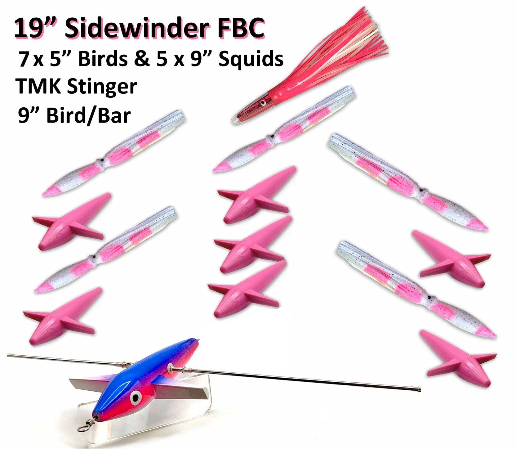 19" Sidewinder Directional Bar - Freaky Bird Bar Daisy Chains & Multi Bait Rigs Tormenter Ocean Pink/White Port