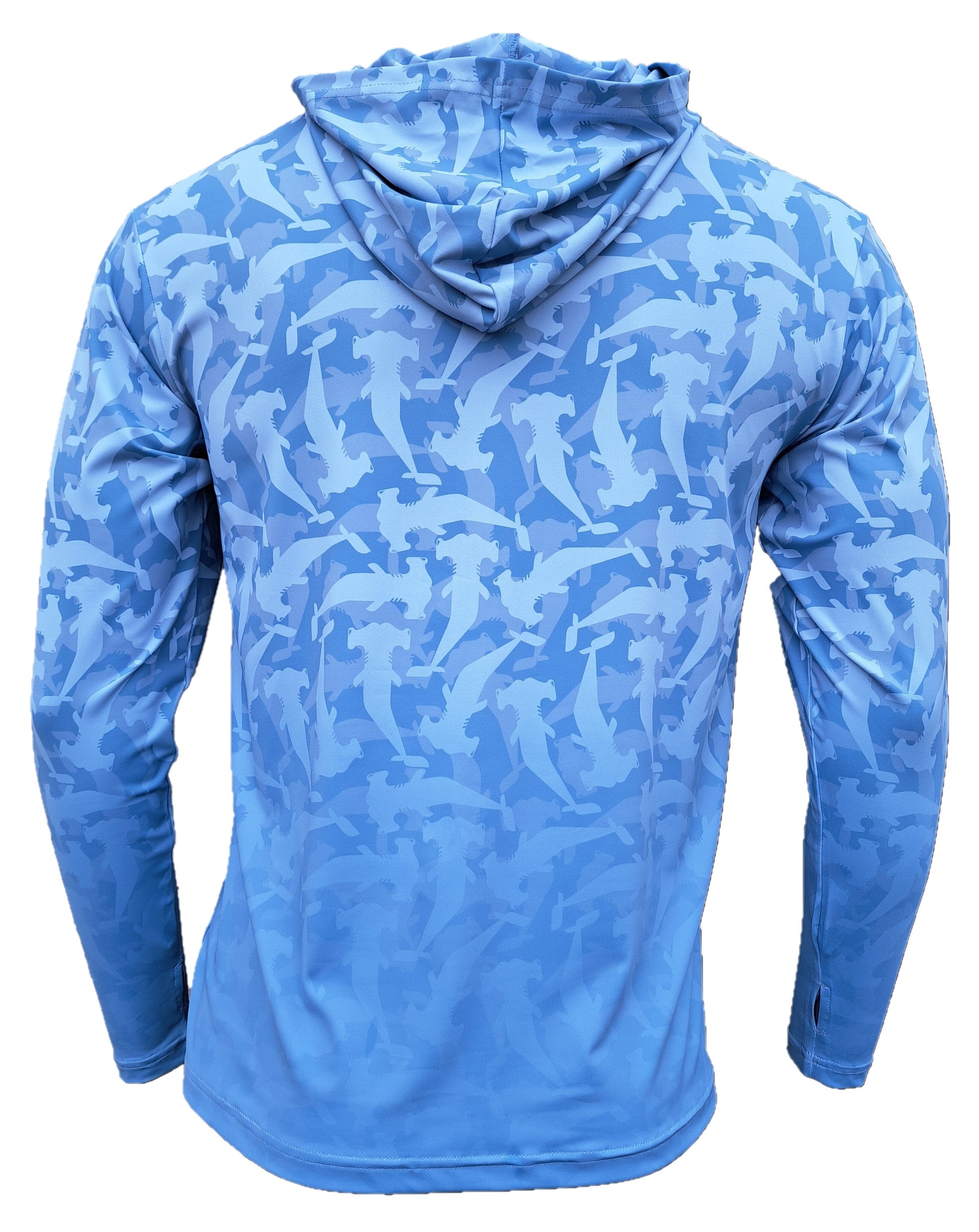 Hammerhead Camo Performance Hoodie - Blue Men's SPF Ocean Fishing Tops Tormenter Ocean