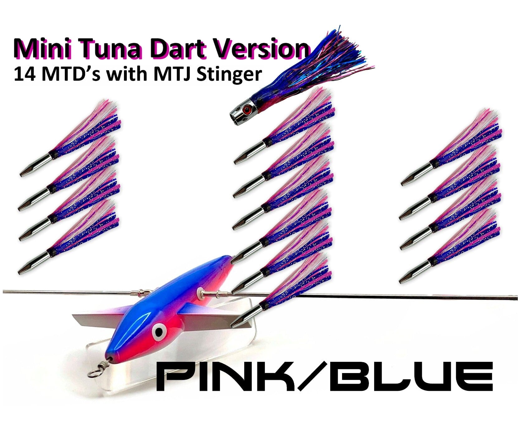 19" Sidewinder Directional Bars-Mini Tuna Dart Version Daisy Chains & Multi Bait Rigs Tormenter Ocean Pink/Blue Port 