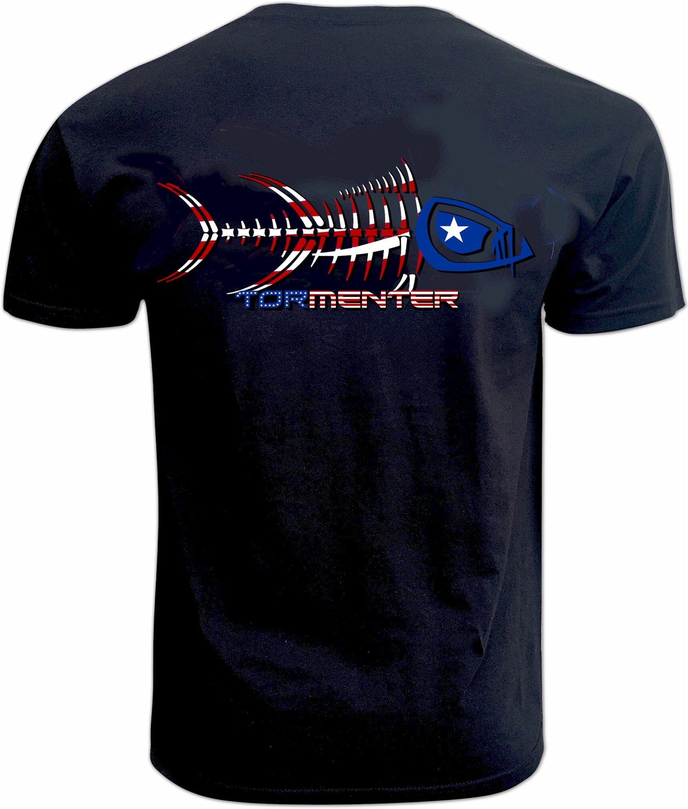 Men's Performance Short Sleeve Tee Shirt-Patriot Black Men's SPF Ocean Fishing Tops Tormenter Ocean