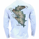 Men's Performance Shirt- Electrified Bass Men's SPF Ocean Fishing Tops Tormenter Ocean White S 