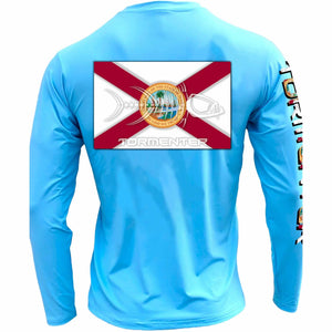 Men's Performance Shirt- Florida Flag Men's SPF Ocean Fishing Tops Tormenter Ocean Blue S 