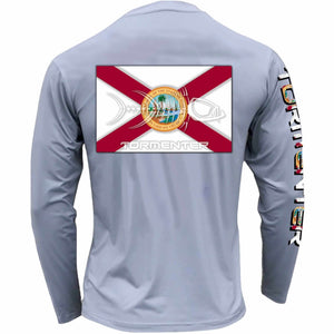 Men's Performance Shirt- Florida Flag Men's SPF Ocean Fishing Tops Tormenter Ocean Gray S 