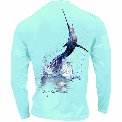 Men's Performance Shirt- Sailfish Jumping Men's SPF Ocean Fishing Tops Tormenter Ocean Seafoam S 