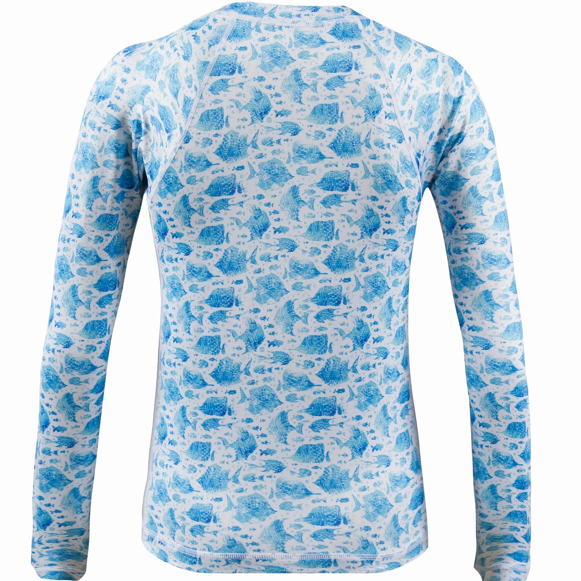Women's Printed Performance Shirts - Angelfish White Ladies Printed SPF Tops Tormenter Ocean