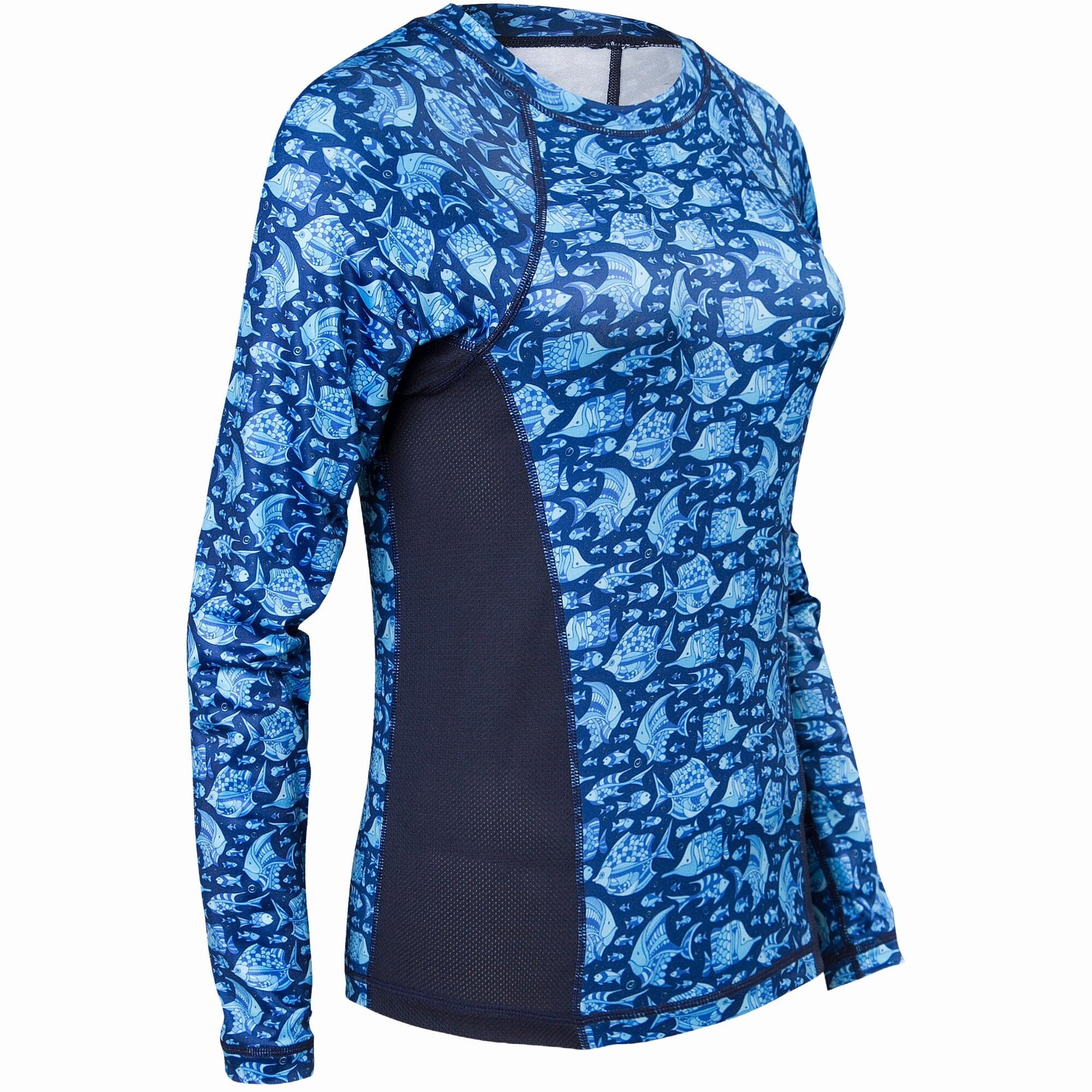 Women's Printed Performance Shirts - Angelfish Navy Ladies Printed SPF Tops Tormenter Ocean Angelfish Navy XXS