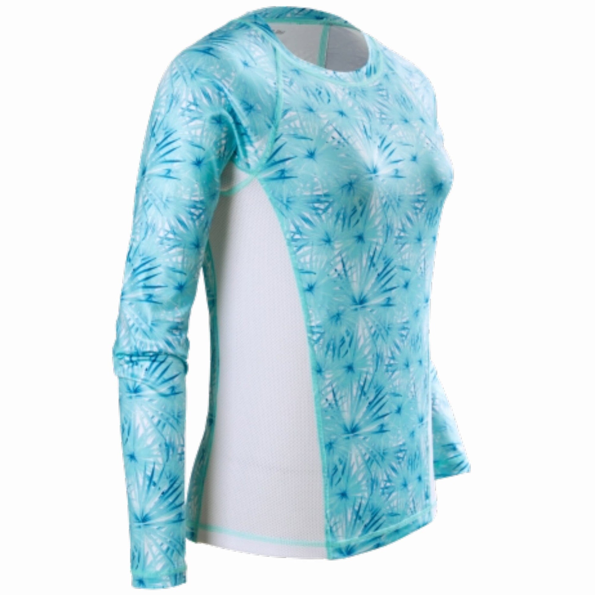 Women's Printed Performance Shirts - Palm Blossoms Ladies Printed SPF Tops Tormenter Ocean Palm Blossoms XXS