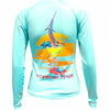 St. Croix V-Neck Performance Shirt- Marlin Martini - Seafoam