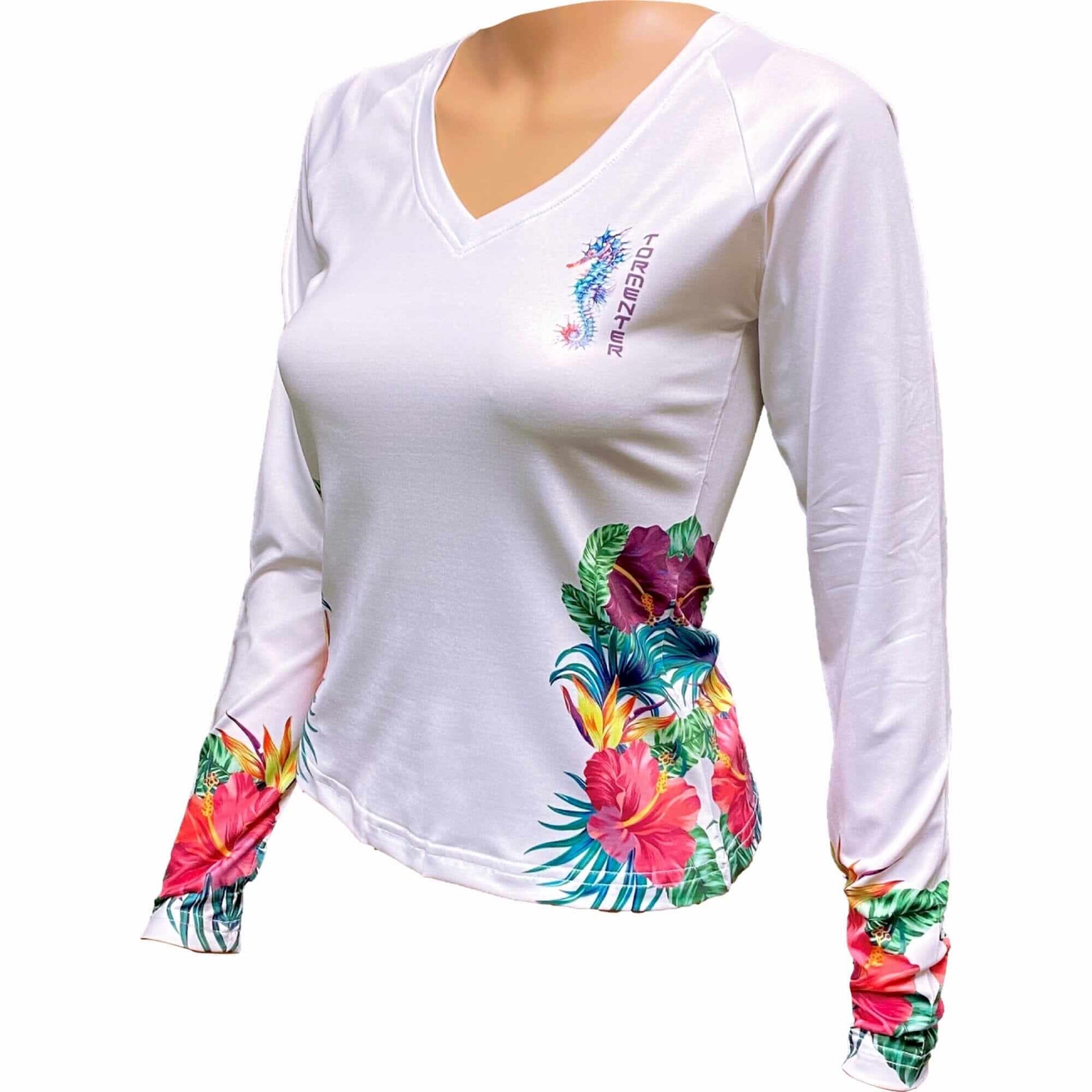 St. Croix V-Neck Performance Shirt- Sea Horse Tormenter Ocean