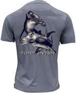 Men's Performance Short Sleeve Tee Shirt-Hammerheads Charcoal Men's SPF Ocean Fishing Tops Tormenter Ocean
