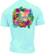Men's Performance Short Sleeve Tee Shirt-Parrot Wreath Seafoam Men's SPF Ocean Fishing Tops Tormenter Ocean
