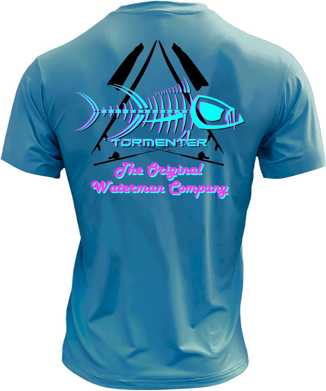 Men's Performance Short Sleeve Tee Shirt-Waterman Teal Men's SPF Ocean Fishing Tops Tormenter Ocean