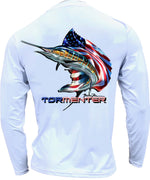Men's Performance Shirt- Sailing Patriot Men's SPF Ocean Fishing Tops Tormenter Ocean White S