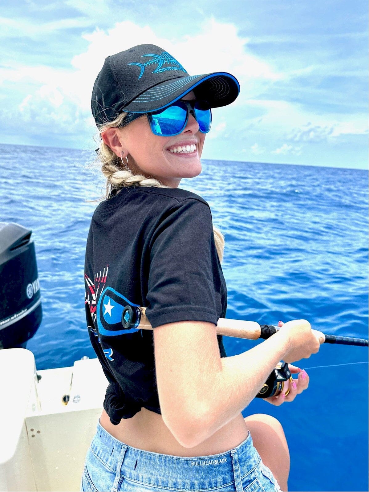 Men's Performance Short Sleeve Tee Shirt-Patriot Black Men's SPF Ocean Fishing Tops Tormenter Ocean