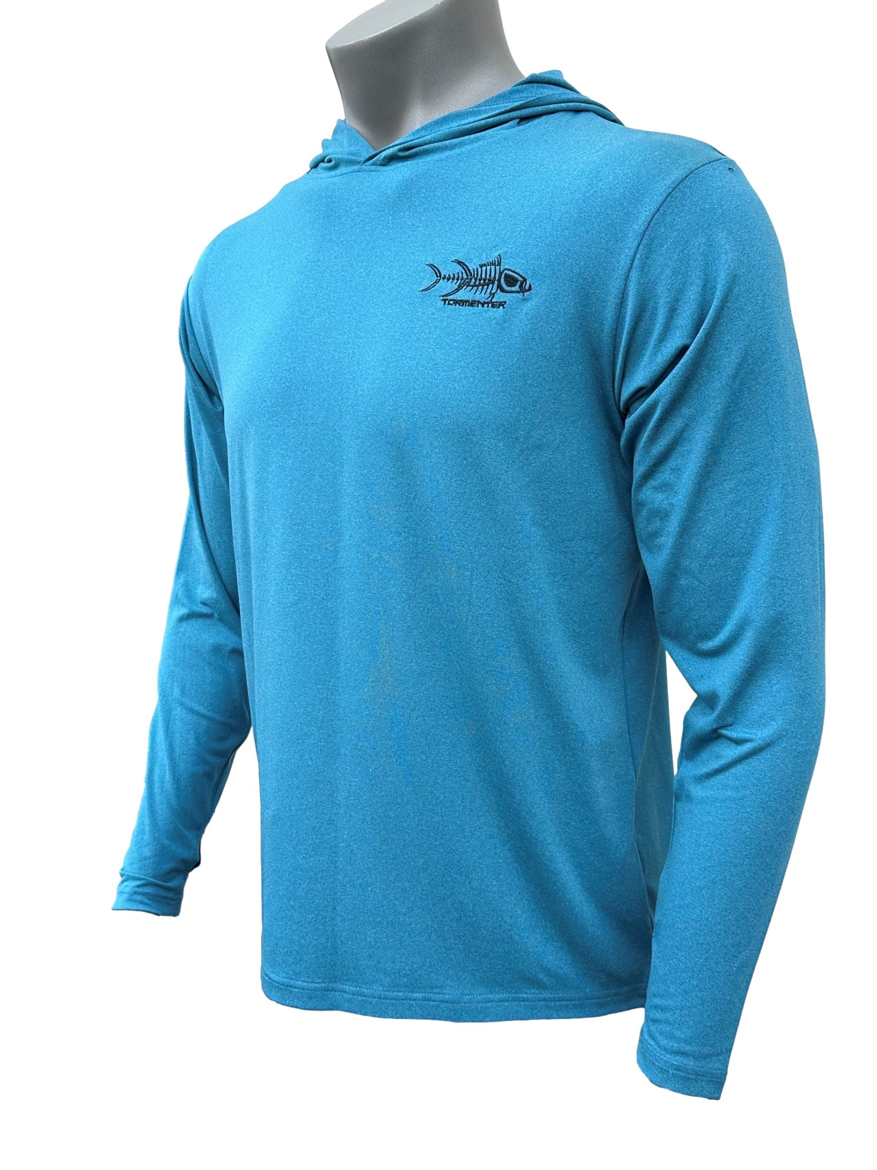 Heather Performance Hoodie - Teal Men's SPF Ocean Fishing Tops Tormenter Ocean