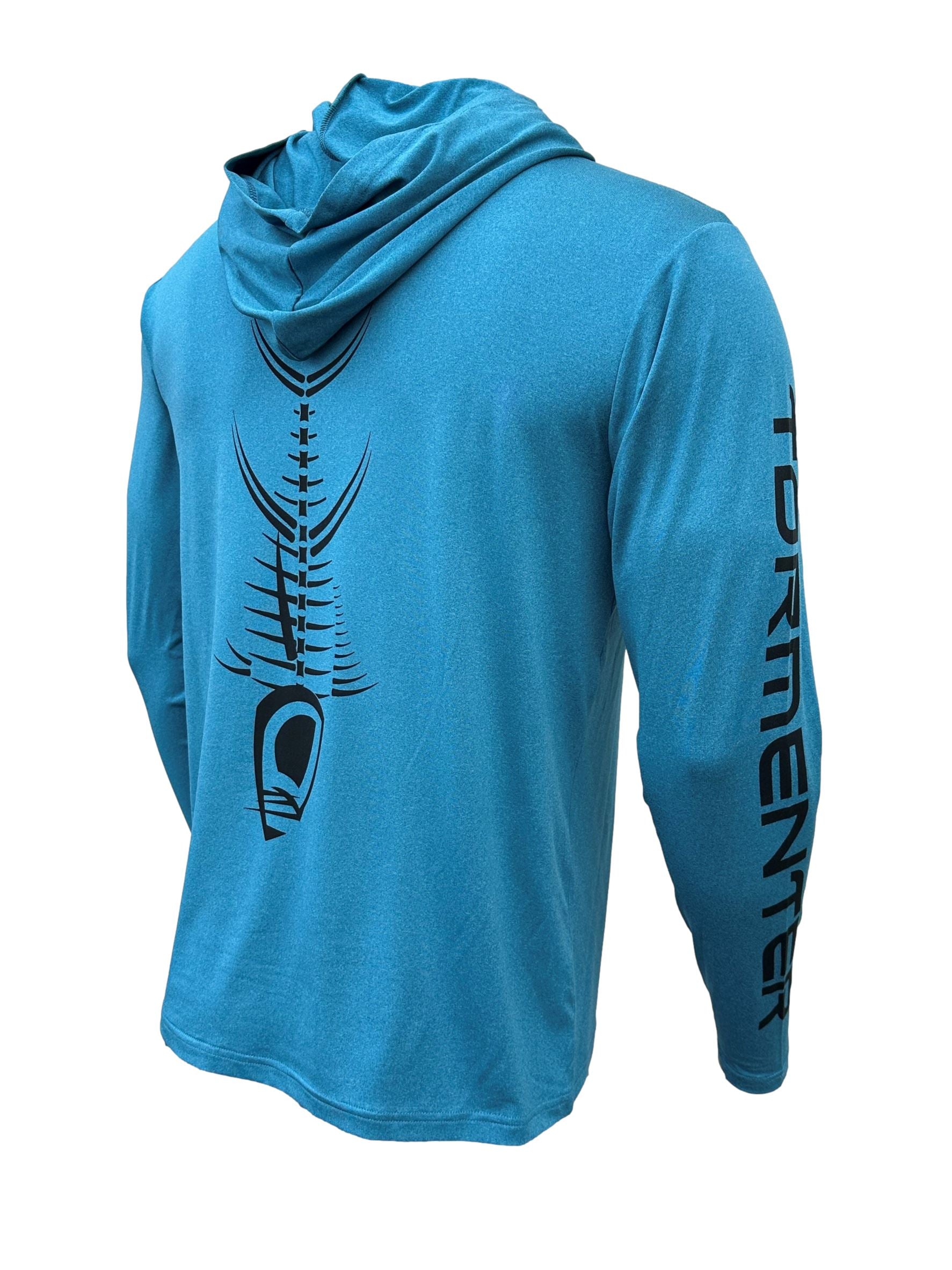Heather Performance Hoodie - Teal Men's SPF Ocean Fishing Tops Tormenter Ocean