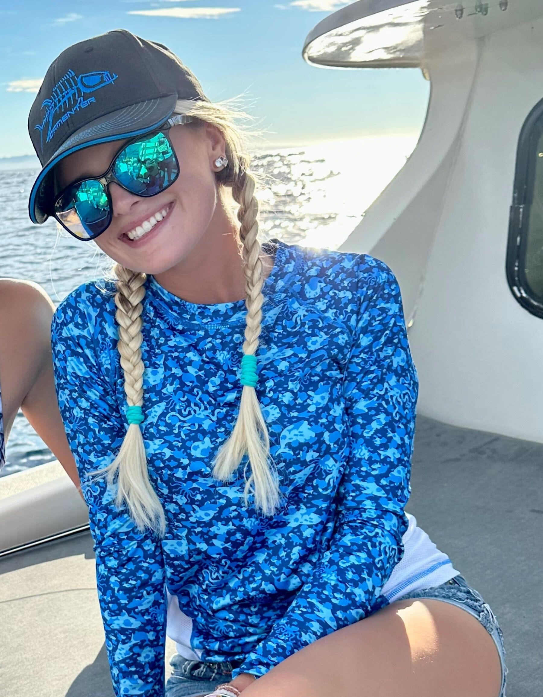 Women's Printed Performance Shirts - Sea Life Aqua Ladies Printed SPF Tops Tormenter Ocean