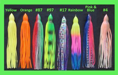 fish lure skirts Blue Ocean Manufacturing 8in Octopus The custom colors are put together with the hole in one double banded skirt that cause extra flare and add durability FISHING LURE MYLAR SKIRT REPLACEMENT