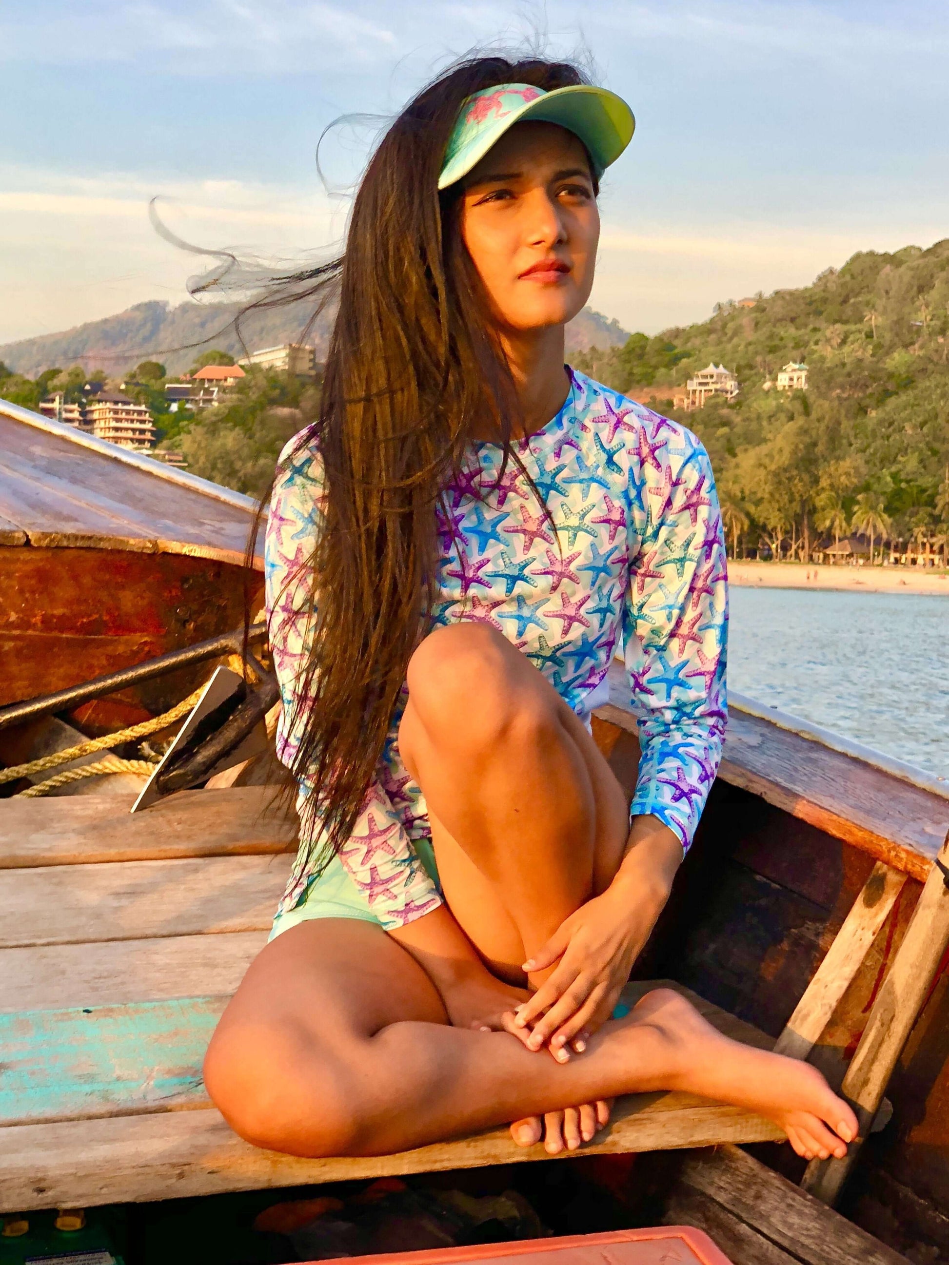 Ladies SPF-50 Rash Performance Shirt - Starfish - Tormenter Ocean Fishing Gear Apparel Boating SPF Surfing Watersports