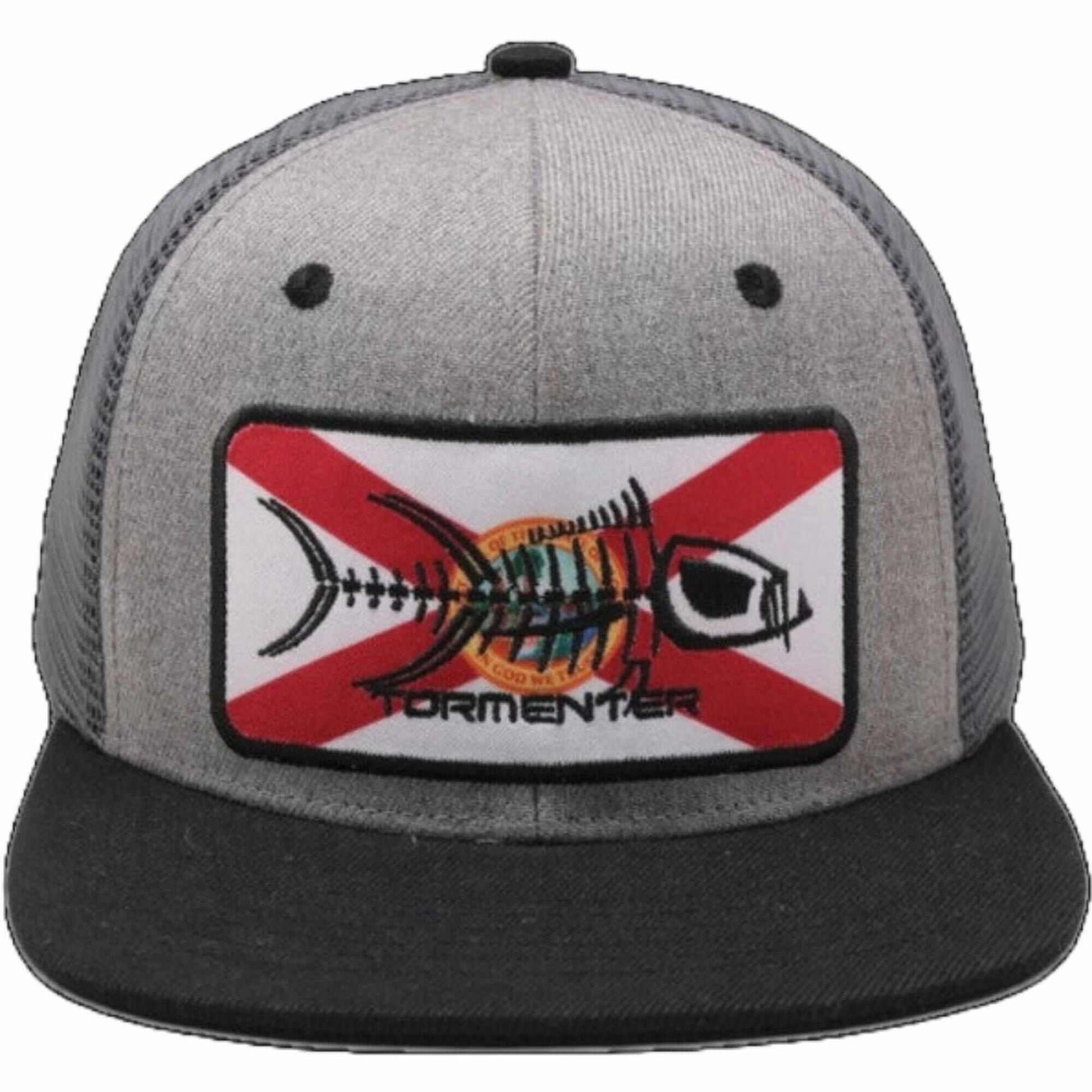 Flat Bill Hat-Florida Flag Gray Head Gear Tormenter Ocean 