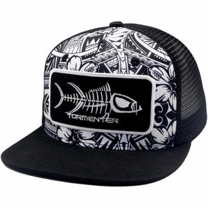 Flat Bill Hat-Tribal Black Head Gear Tormenter Ocean