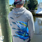 Fish Wrap Performance Hoodie -Tuna Chase Gray Men's SPF Ocean Fishing Tops Tormenter Ocean 