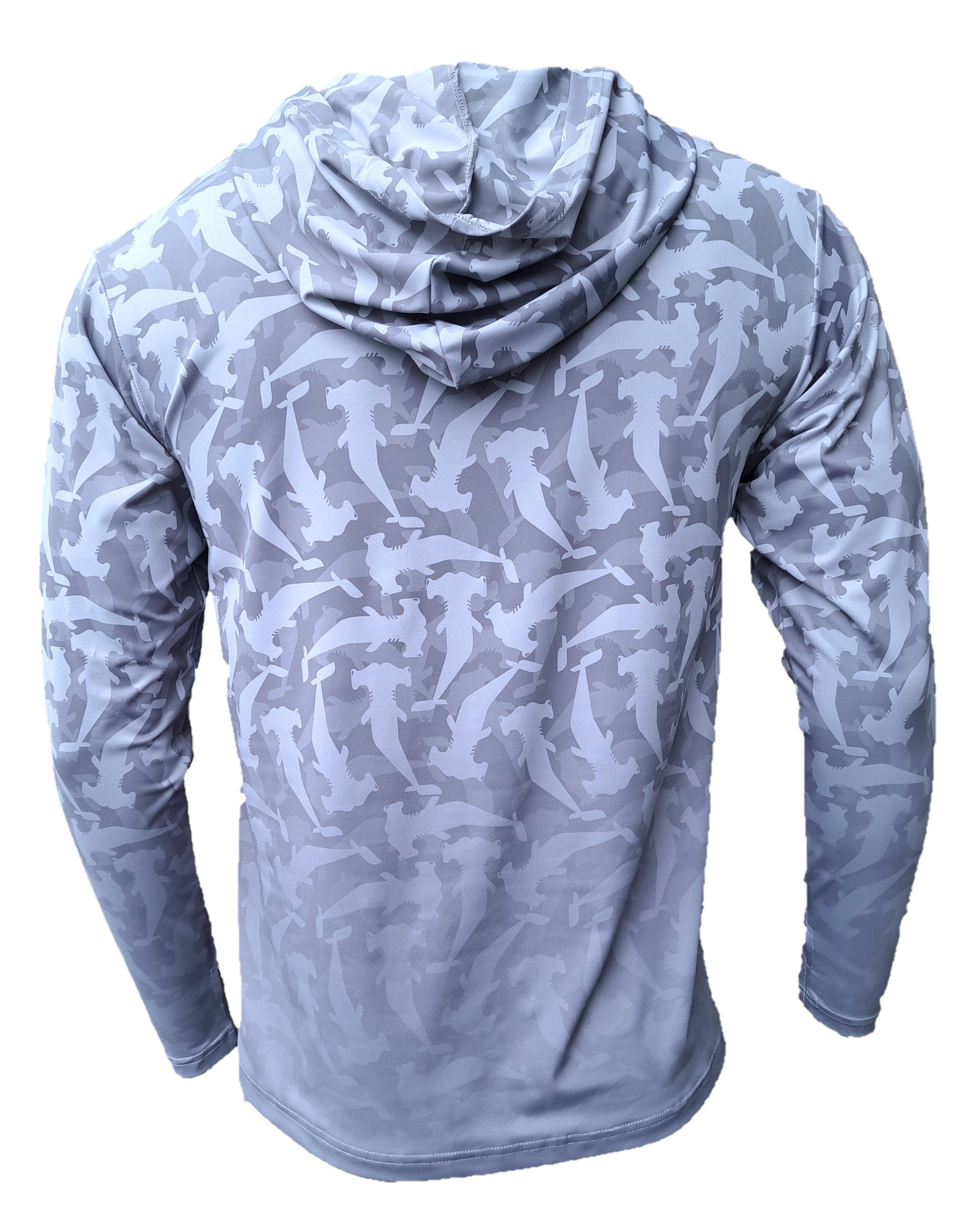 Hammerhead Camo Performance Hoodie - Gray Men's SPF Ocean Fishing Tops Tormenter Ocean 