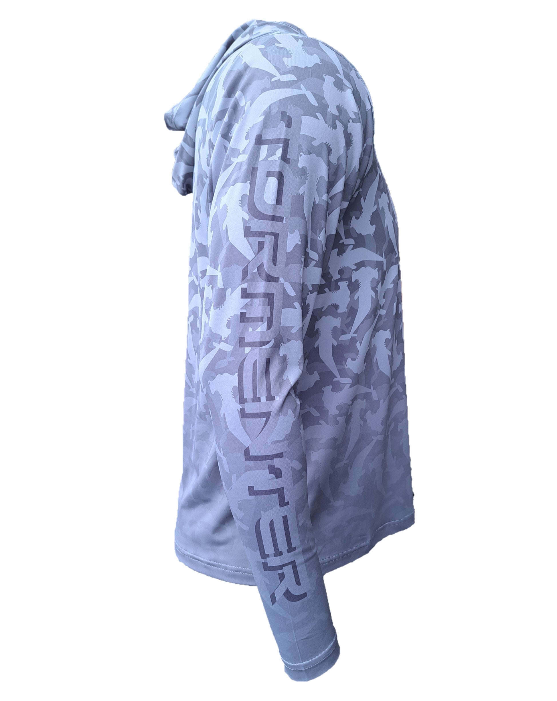 Hammerhead Camo Performance Hoodie - Gray Men's SPF Ocean Fishing Tops Tormenter Ocean 
