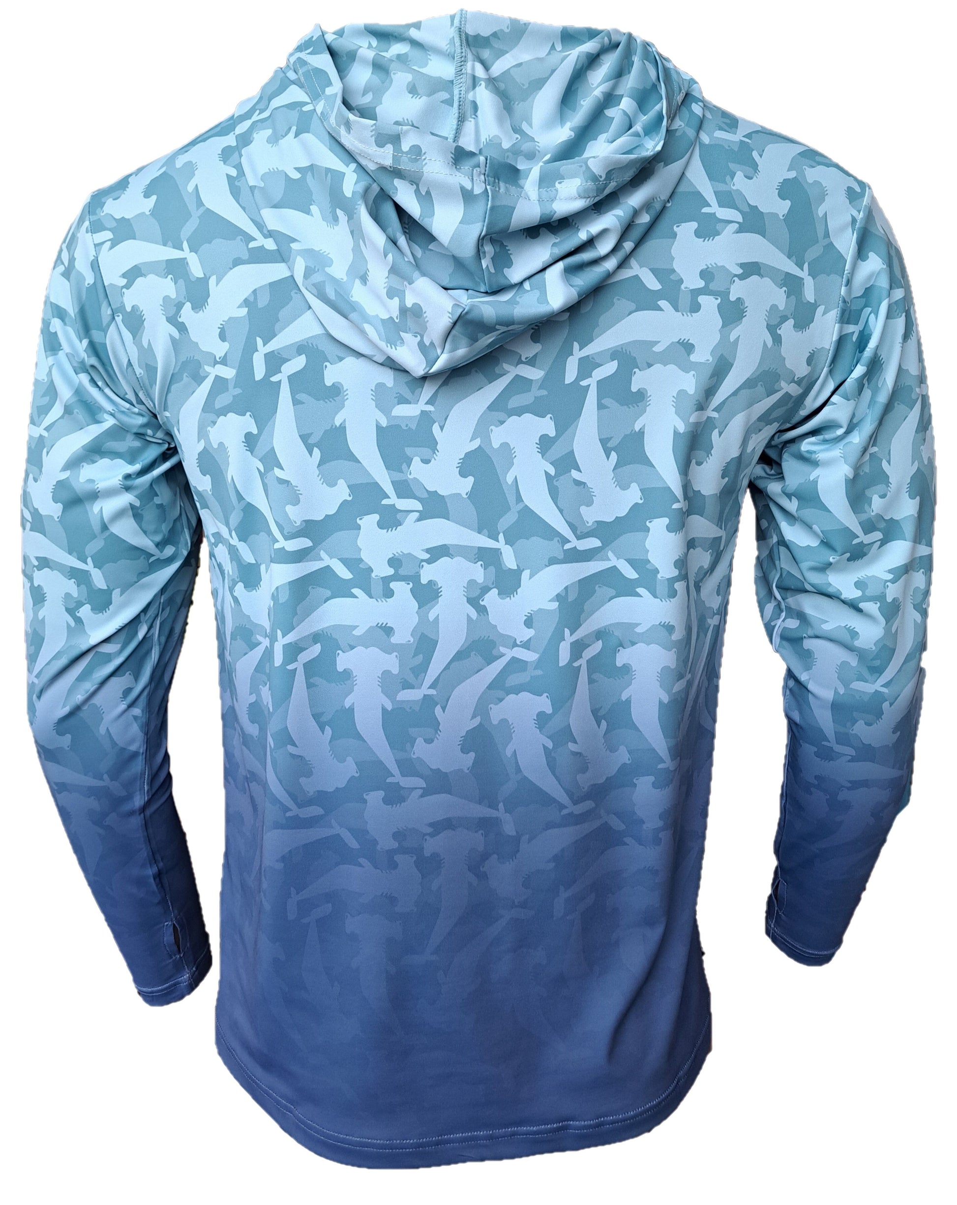 Hammerhead Camo Performance Hoodie - Seafoam Men's SPF Ocean Fishing Tops Tormenter Ocean 