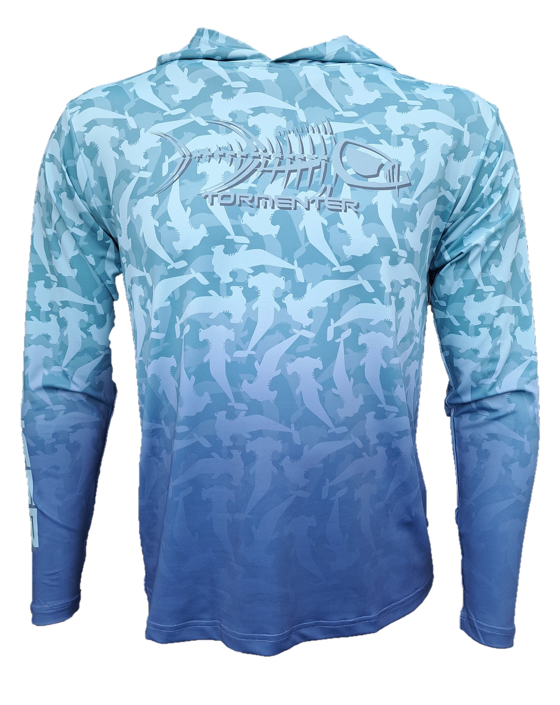 Hammerhead Camo Performance Hoodie - Seafoam Men's SPF Ocean Fishing Tops Tormenter Ocean 