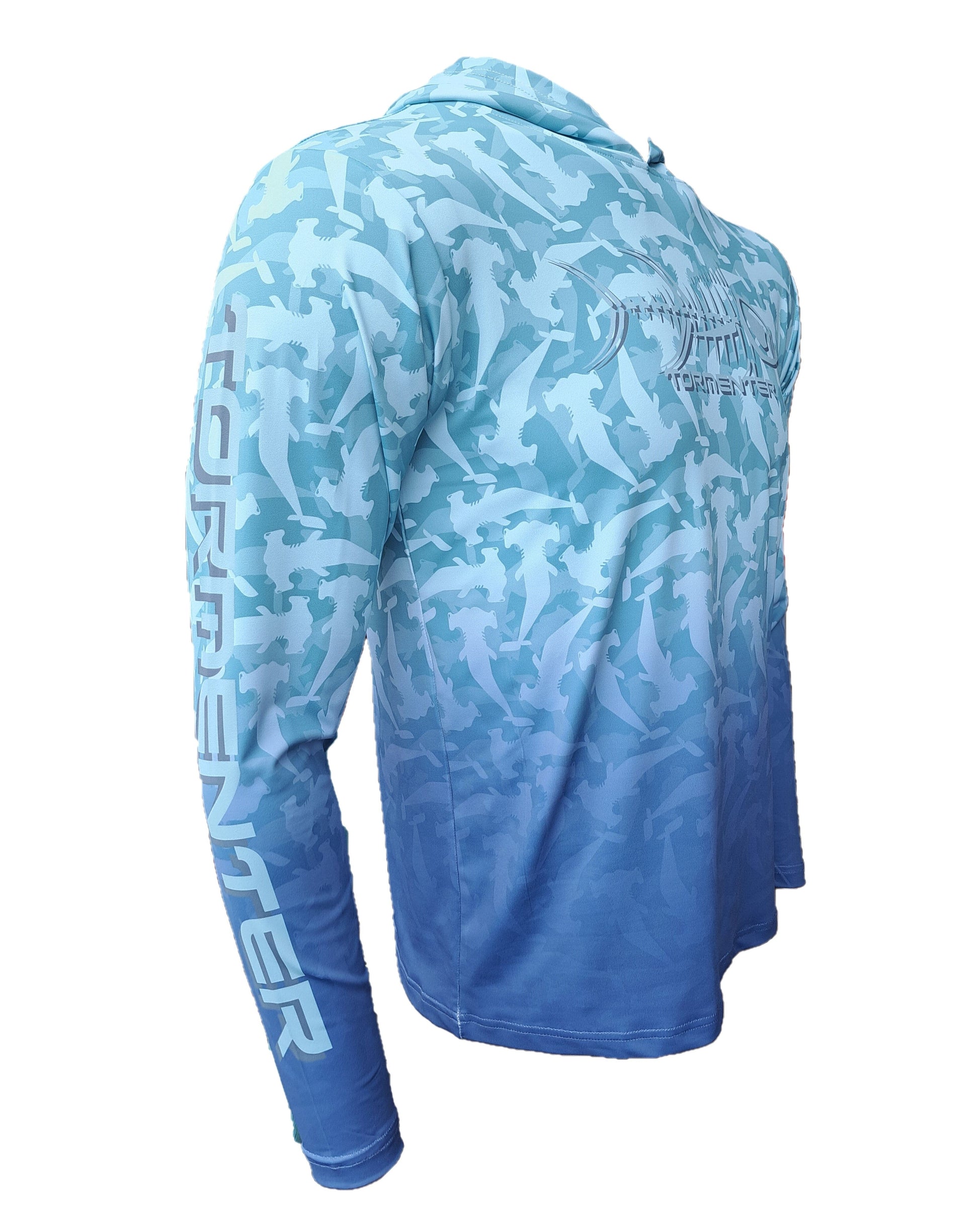 Hammerhead Camo Performance Hoodie - Seafoam Men's SPF Ocean Fishing Tops Tormenter Ocean 