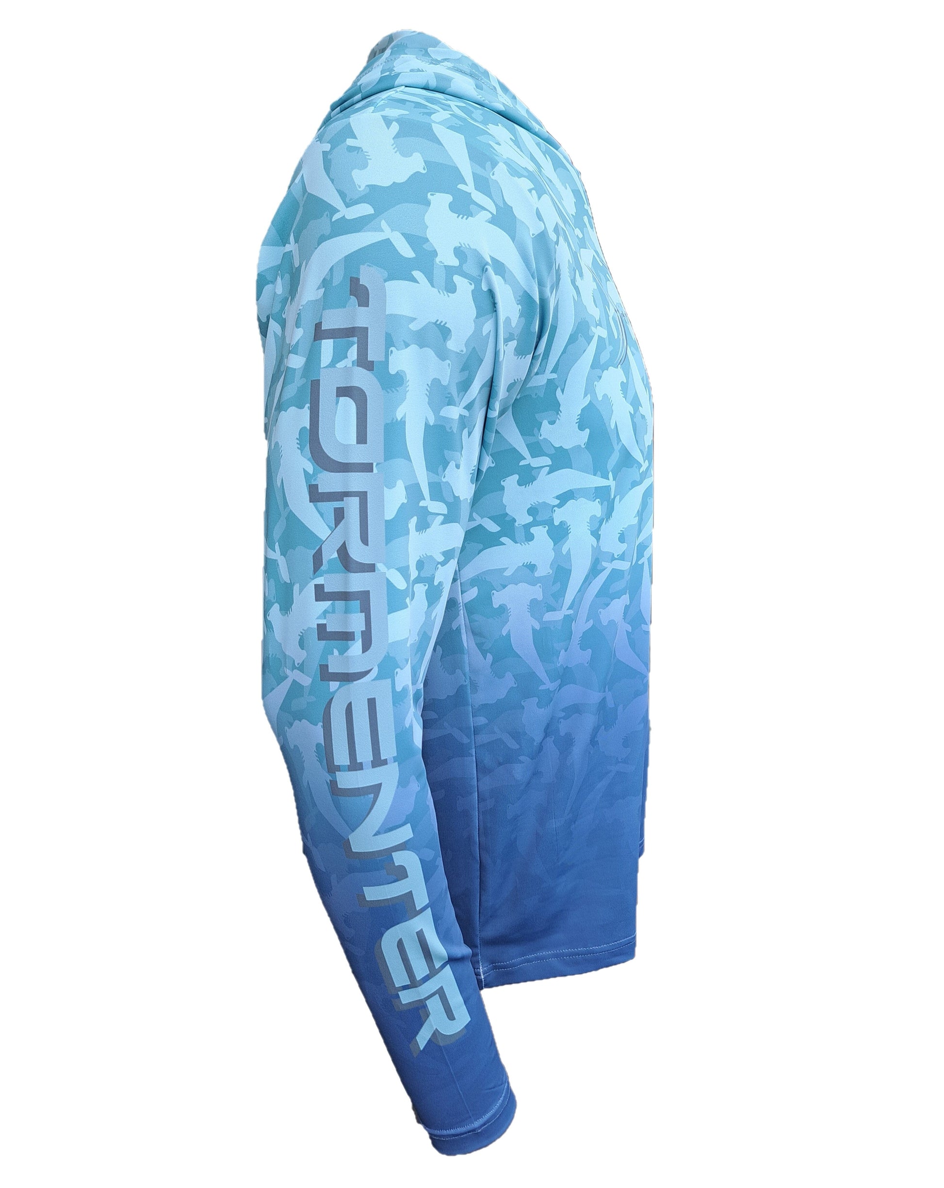 Hammerhead Camo Performance Hoodie - Seafoam Men's SPF Ocean Fishing Tops Tormenter Ocean 