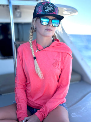 Flat Bill Hat-Hibiscus Black Head Gear Tormenter Ocean 