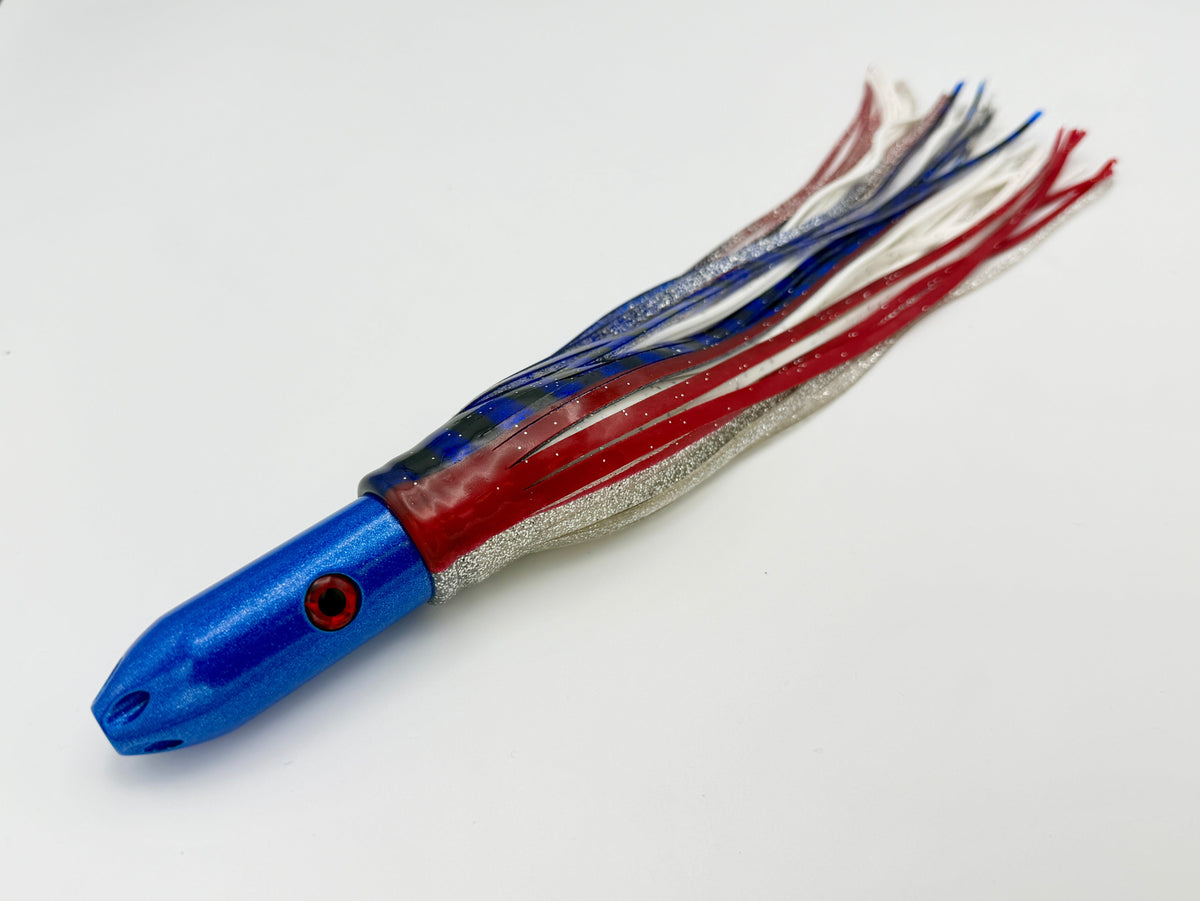 Super Smoker - HEADS UP! -30 Year Anniversary Limited Edition Chromed & Aluminum Trolling Lures Tormenter Ocean Fishing Gear Patriot Rigged - w/ 5 x 13" Bag 