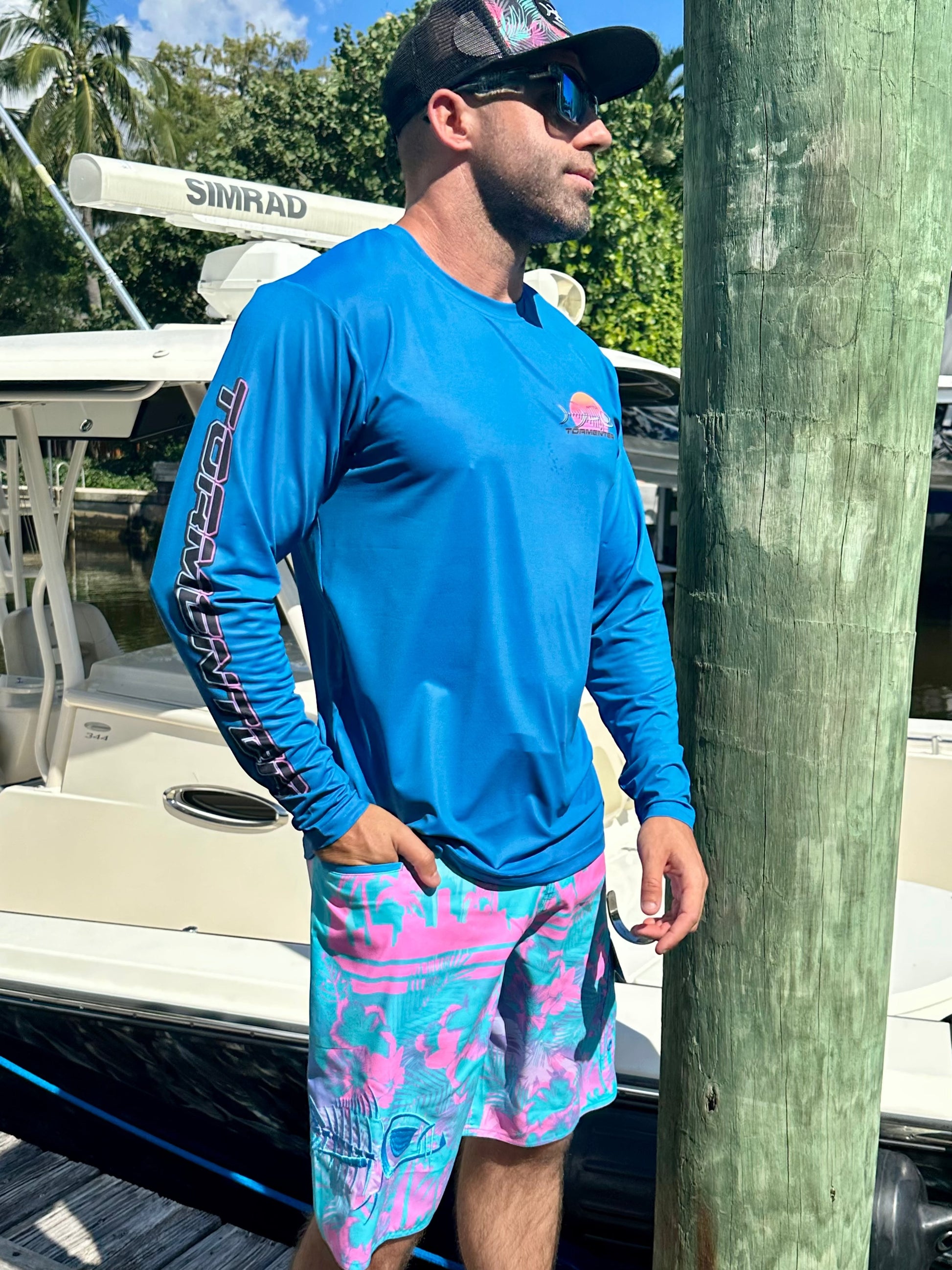 Men's Performance Shirt - Vapor Wake Men's SPF Ocean Fishing Tops Tormenter Ocean 