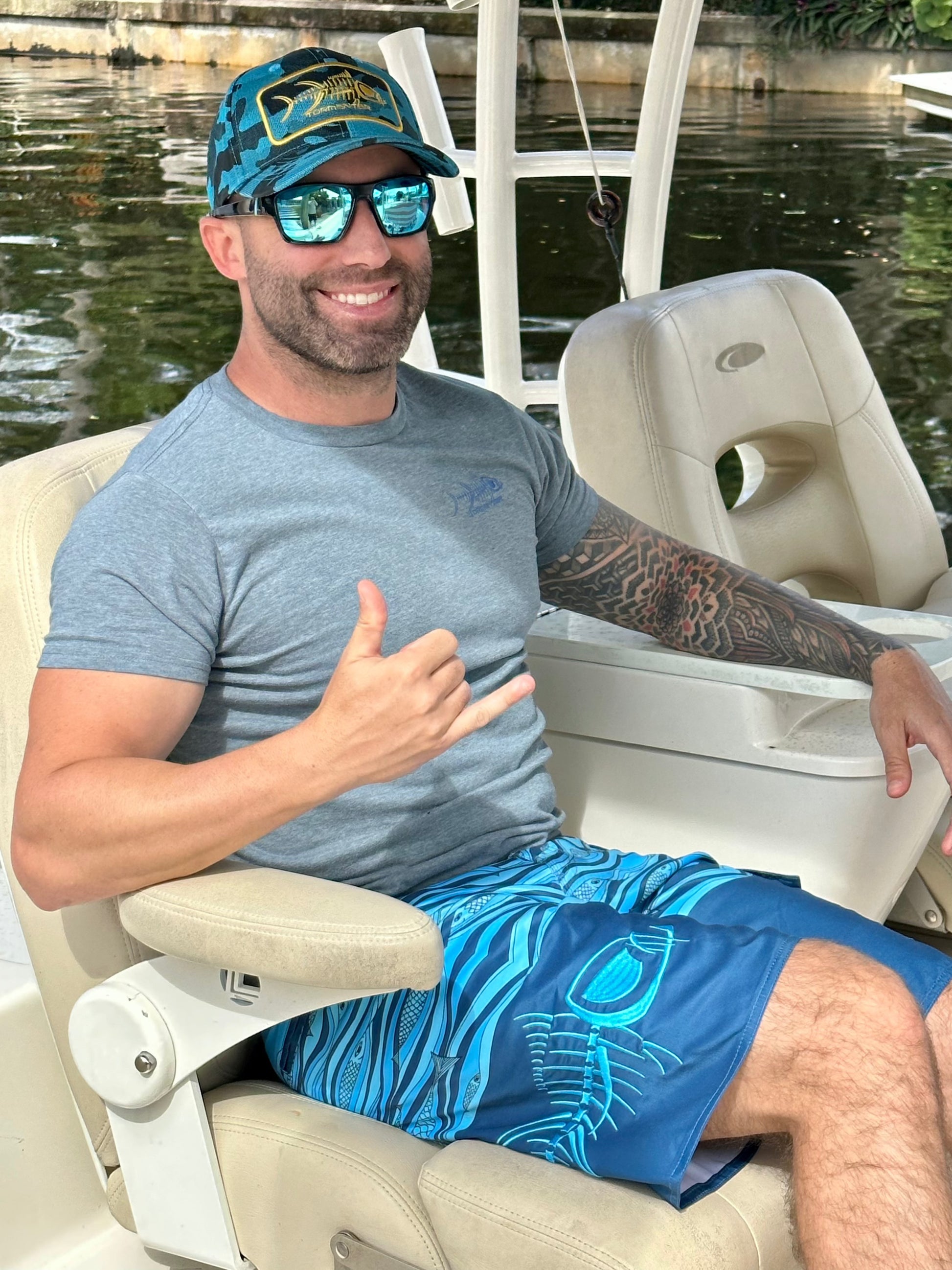 Kalakua Blue Waterman 5 Pocket Board Shorts Waterman 5 Pocket Performance Fishing Board Shorts Tormenter Ocean 