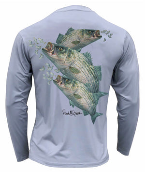 Men's Performance Shirt - Electrified Striped Bass Men's SPF Ocean Fishing Tops Tormenter Ocean 