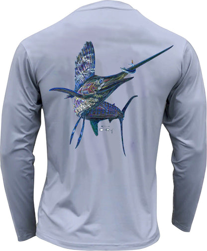 Men's Performance Shirt - Electrified Sailfish Men's SPF Ocean Fishing Tops Tormenter Ocean 