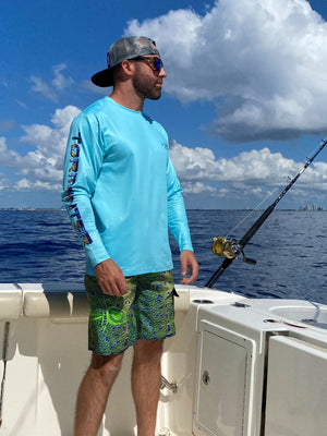 Mahi Skin Waterman 5 Pocket Board Shorts - Printed Collection Waterman 5 Pocket Performance Fishing Board Shorts Tormenter Ocean