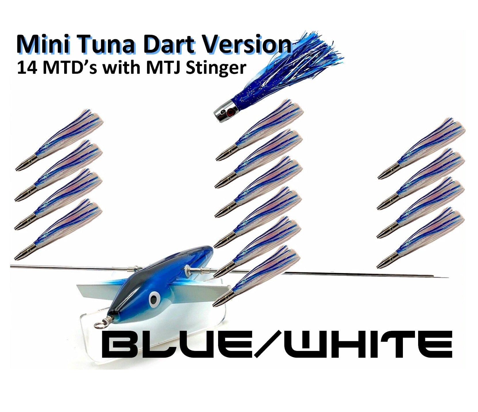 19" Sidewinder Directional Bars-Mini Tuna Dart Version Daisy Chains & Multi Bait Rigs Tormenter Ocean Blue/White Port 