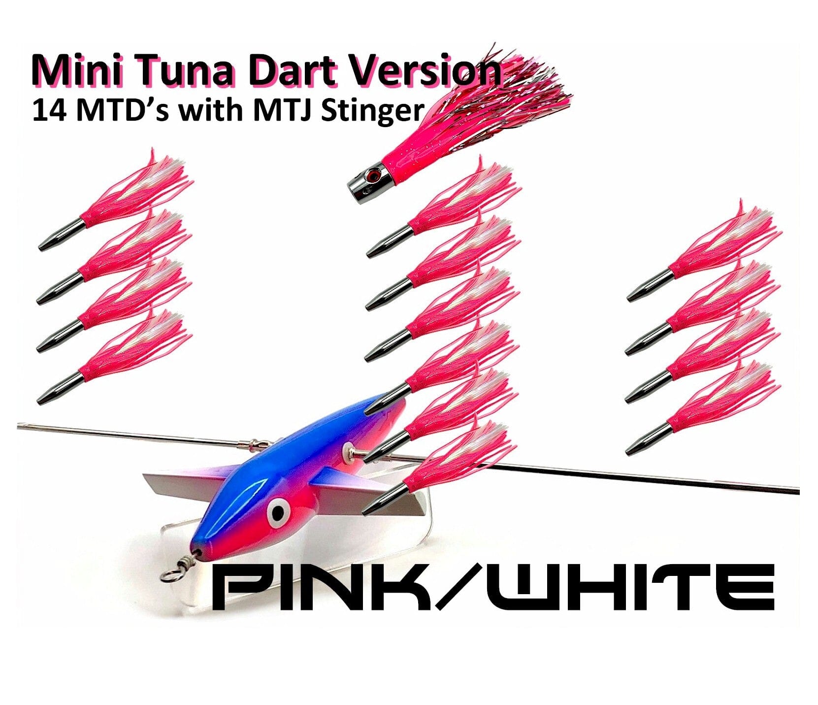 19" Sidewinder Directional Bars-Mini Tuna Dart Version Daisy Chains & Multi Bait Rigs Tormenter Ocean Pink/White Port 