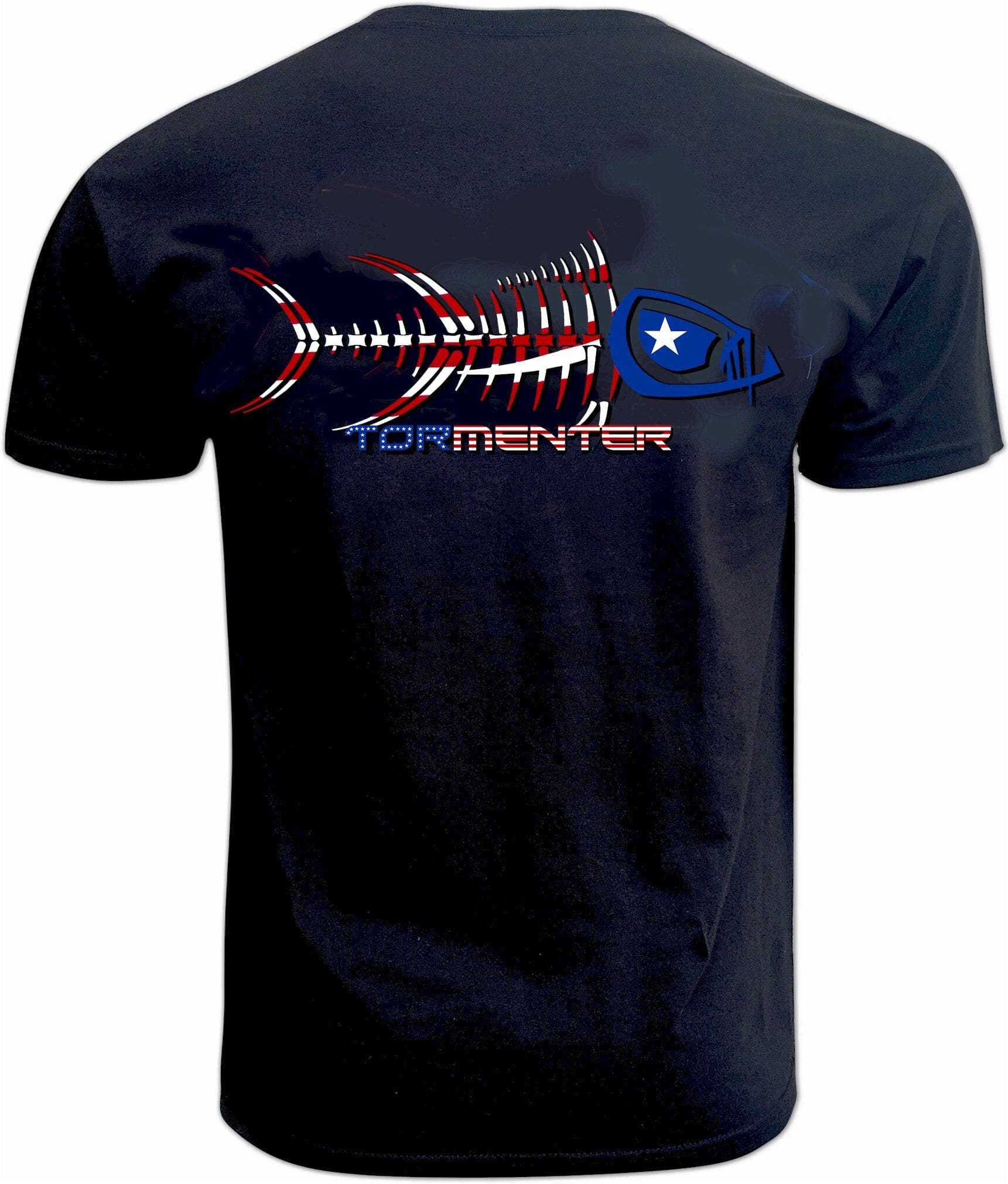 Men's Performance Short Sleeve Tee Shirt-Patriot Black Men's SPF Ocean Fishing Tops Tormenter Ocean 