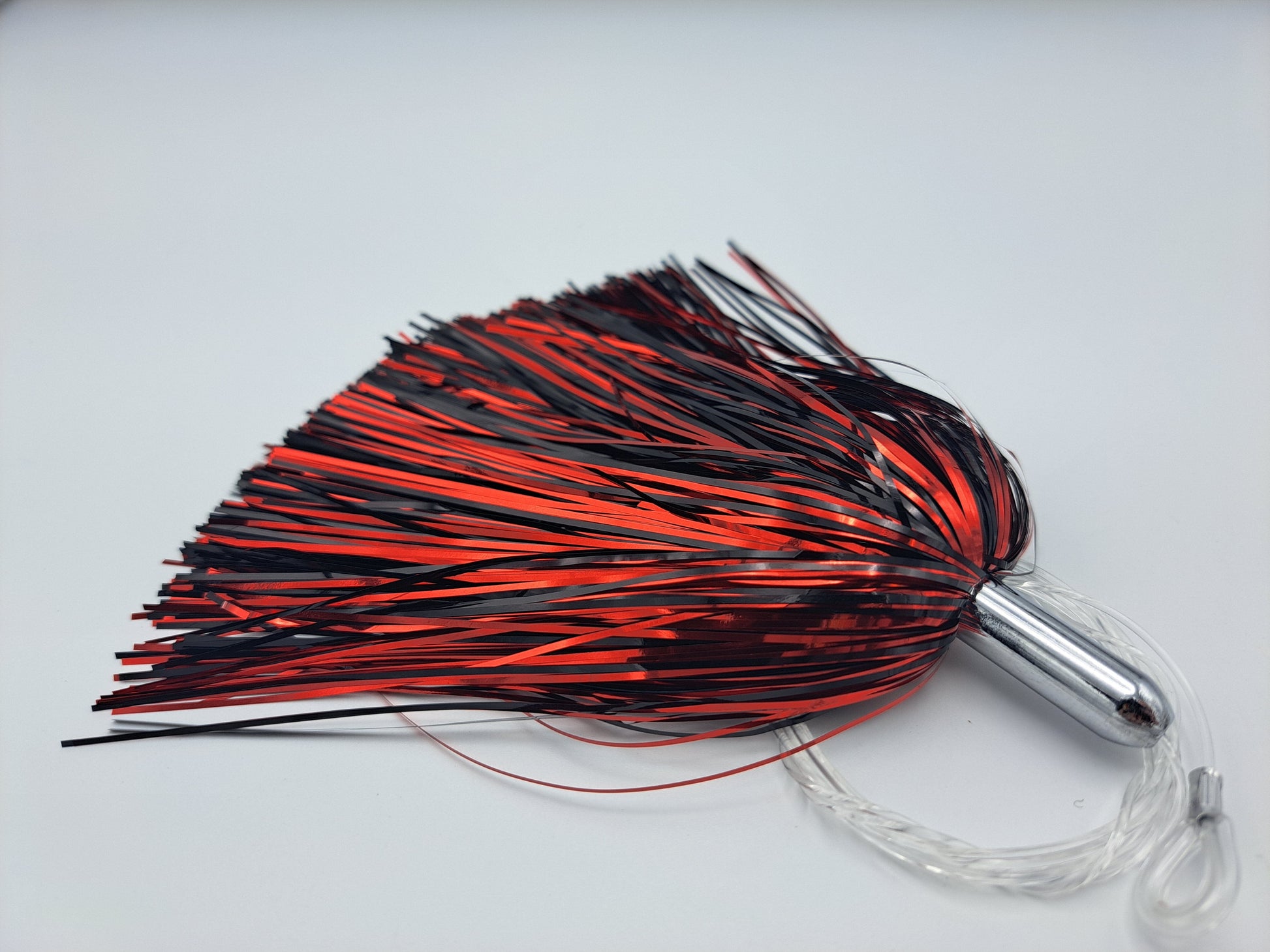 Steel Head Chromed & Aluminum Trolling Lures Tormenter Ocean Black/Red Rigged 