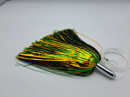 Steel Head Chromed & Aluminum Trolling Lures Tormenter Ocean Green/Yellow Rigged 