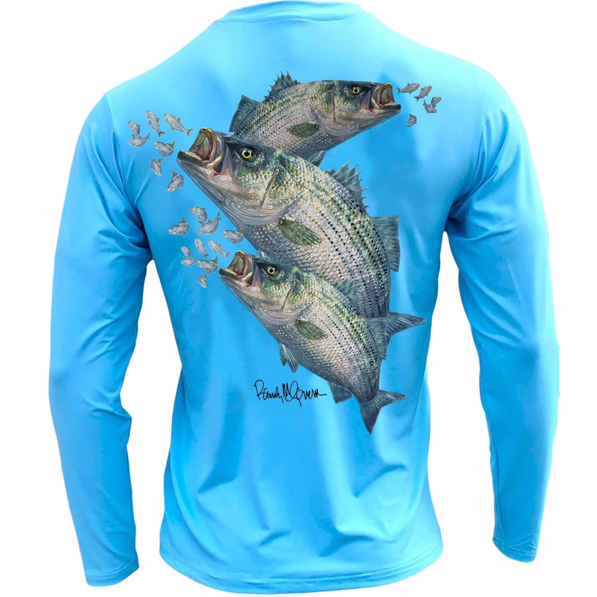 Men's Performance Shirt- Electrified Bass Men's SPF Ocean Fishing Tops Tormenter Ocean Blue S 