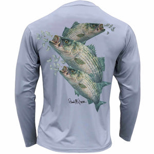 Men's Performance Shirt- Electrified Bass Men's SPF Ocean Fishing Tops Tormenter Ocean Gray S 